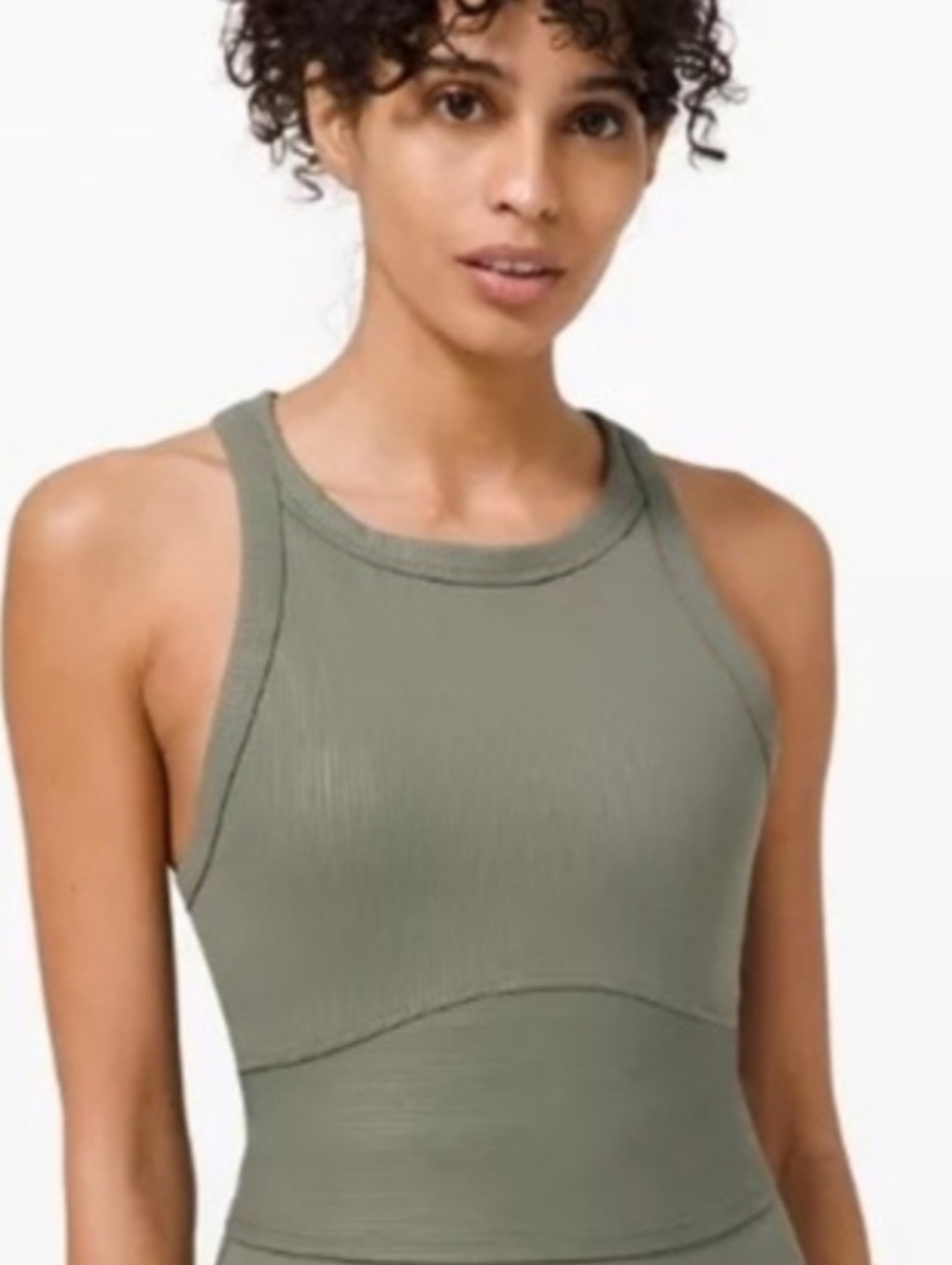 Lululemon Blissful Bend Tank Top Ribbed Sz 4 Army Green